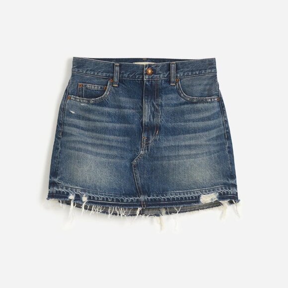 NWT Madewell Postage-Stamp Denim Mini Jean Skirt in Croswell Wash Size 27 - Picture 3 of 3